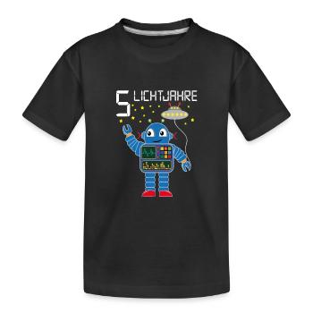 Roboter gratuliert 5 Lichtjahre alt fünf Jahre - Kinder Premium Bio T-Shirt - Schwarz - Vorne