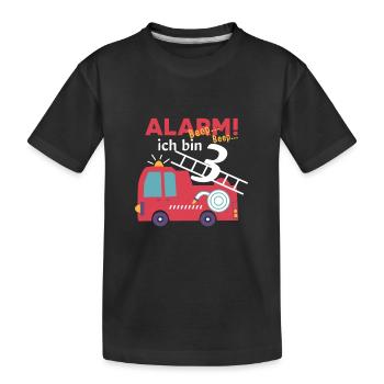 Alarm! Ich bin 3 Feuerwehr Design - Kinder Premium Bio T-Shirt - Schwarz - Vorne