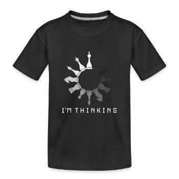 JE PENSE JOUEUR D’ÉCHECS HORLOGE D’ÉCHECS JEU D’ÉCHECS - T-shirt bio Premium Enfant - noir - Devant