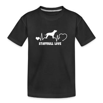 Staffordshire Bullterrier mit Herzschlag - Kinder Premium Bio T-Shirt - Schwarz - Vorne