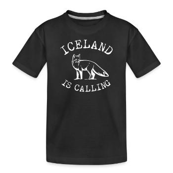 Island Fuchs Polarfuchs Blaufuchs Iceland - Kinder Premium Bio T-Shirt - Schwarz - Vorne