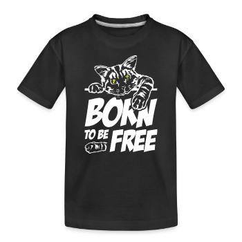 L’amoureux des chats né pour être libre - T-shirt bio Premium Enfant - noir - Devant