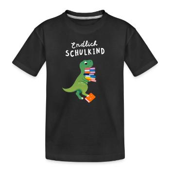 Endlich Schulkind Dinosaurier Dino Einschulung - Kinder Premium Bio T-Shirt - Schwarz - Vorne