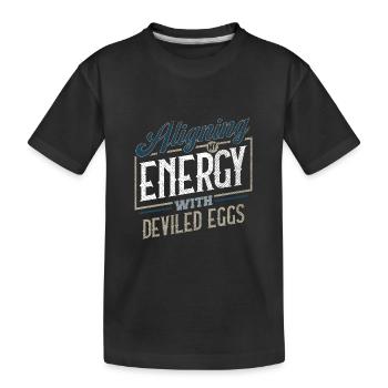 Meine Energie mit dem Humor der teuflischen Eier in Einklang bringen - Kinder Premium Bio T-Shirt - Schwarz - Vorne
