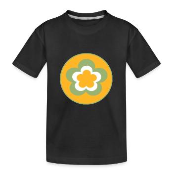70er Jahre Blume Muster - Kinder Premium Bio T-Shirt - Schwarz - Vorne