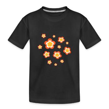 70er Jahre Blume Muster Retro Hippie Flowers Power - Kinder Premium Bio T-Shirt - Schwarz - Vorne