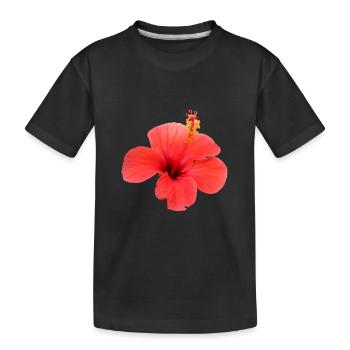 Blume rot rote Blumen rot rote Blumen Hibiskus - Kinder Premium Bio T-Shirt - Schwarz - Vorne