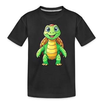 Mega Cute Turtle - Kids' Premium Organic T-Shirt - black - Front