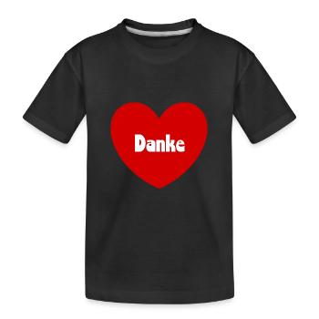 Danke Herz rot weiß - Kinder Premium Bio T-Shirt - Schwarz - Vorne