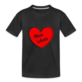 rotes Herz rot Valentinstag Geschenke - Kinder Premium Bio T-Shirt - Schwarz - Vorne