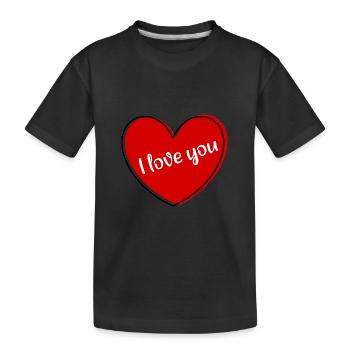 red heart red heart gift valentine's day - Kids' Premium Organic T-Shirt - black - Front