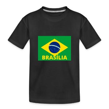 Brasília City in Brazilian Flag - Kids' Premium Organic T-Shirt - black - Front