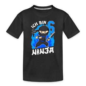 6. Geburtstag Ninja Junge 6 Jahre alt Ninjas - Kinder Premium Bio T-Shirt - Schwarz - Vorne