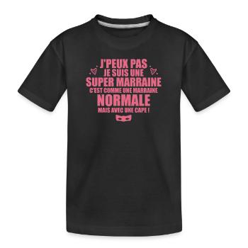Je Suis Une Super Marraine Avec Un Cape - T-shirt bio Premium Enfant - noir - Devant