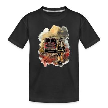 Pompier pompier camion de pompiers - T-shirt bio Premium Enfant - noir - Devant