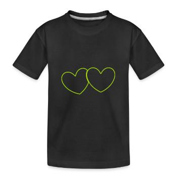 Coeur vert Cadeau couple vert Saint-Valentin - T-shirt bio Premium Enfant - noir - Devant