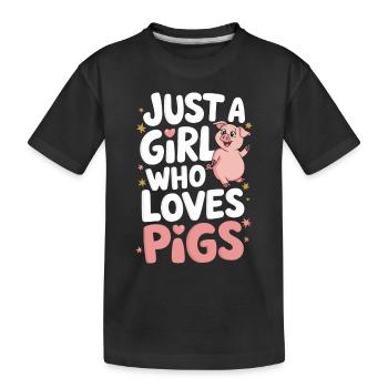 Pig Animal - Kids' Premium Organic T-Shirt - black - Front