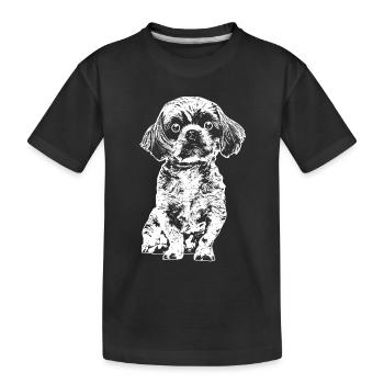Chillender kleiner Hund mit große Kulleraugen. - Kinder Premium Bio T-Shirt - Schwarz - Vorne