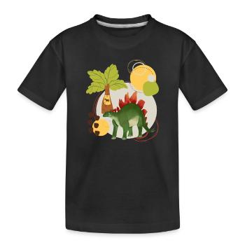 Dino 4, T-Rex, Roar, Monde sauvage, Explorateur, Dinos - T-shirt bio Premium Enfant - noir - Devant