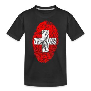 T-shirt imprimé "drapeau suisse" - T-shirt bio Premium Enfant - noir - Devant