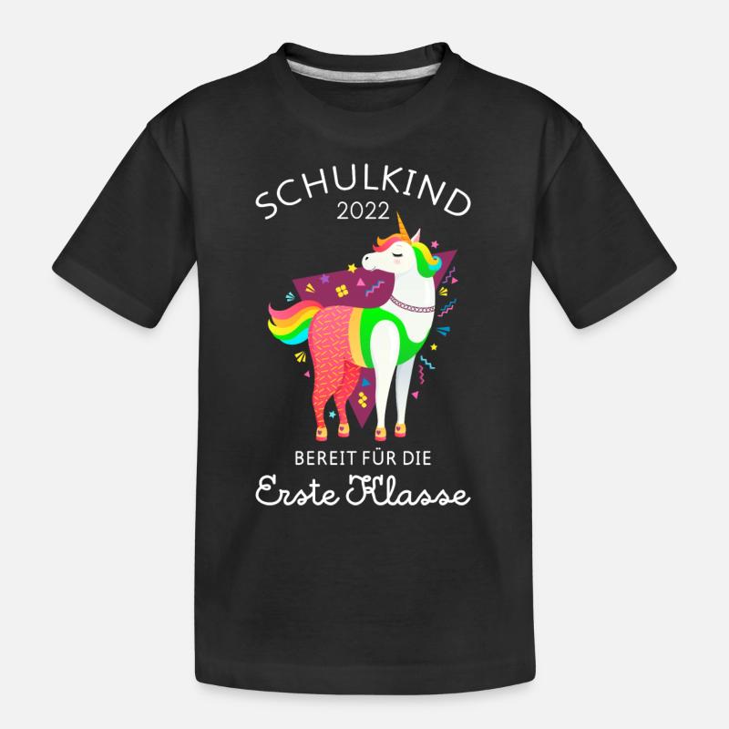 Schulkind 2022 - Einhorn Einschulung Geschenk - Kinder Premium Bio T-Shirt - Schwarz
