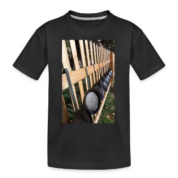 Pfannen am Zaun - Kinder Premium Bio T-Shirt - Schwarz - Vorne