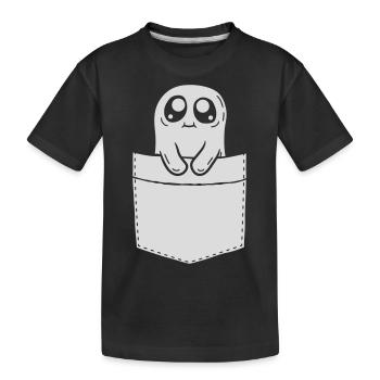 Comic Ghost Take Chest Pocket - Kids' Premium Organic T-Shirt - black - Front