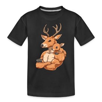 Hirsch mit Kind für einen Hirsch Liebhaber - Kinder Premium Bio T-Shirt - Schwarz - Vorne