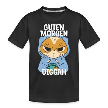 Guten Morgen Diggah Geschenk - Kinder Premium Bio T-Shirt - Schwarz - Vorne
