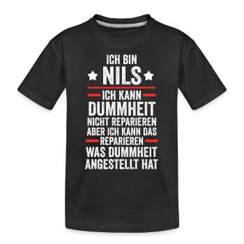 Nils - Kinder Premium Bio T-Shirt - Schwarz - Vorne