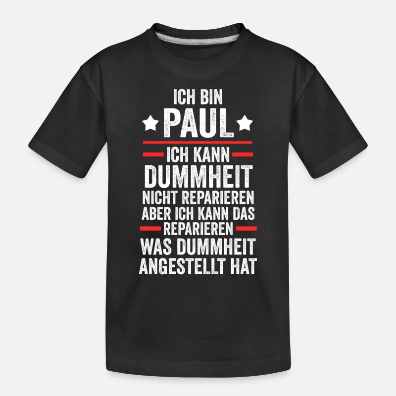 Paul - Kinder Premium Bio T-Shirt - Schwarz