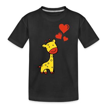 Giraffe verliebt - Kinder Premium Bio T-Shirt - Schwarz - Vorne