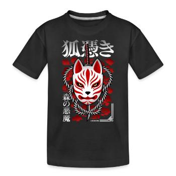 Japan Kitsune - Walddämon - Kinder Premium Bio T-Shirt - Schwarz - Vorne