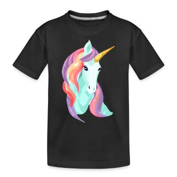 Einhorn Unicorn Mädchen Fabeltier Einhörner - Kinder Premium Bio T-Shirt - Schwarz - Vorne