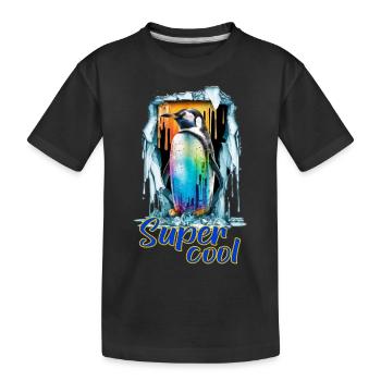 Colorful penguin on ice - Kids' Premium Organic T-Shirt - black - Front