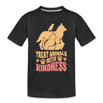Rétro Treat Animals avec gentillesse pour un vétérinaire Med - T-shirt bio Premium Enfant - noir - Devant