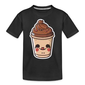 Kaffee - Kinder Premium Bio T-Shirt - Schwarz - Vorne