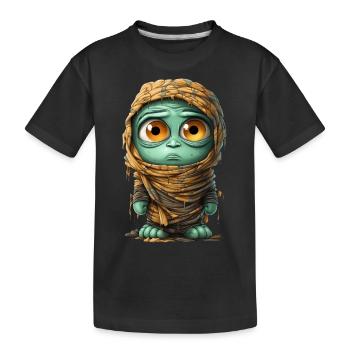 Halloween Spooky Cartoon Mummy - Kinder Premium Bio T-Shirt - Schwarz - Vorne