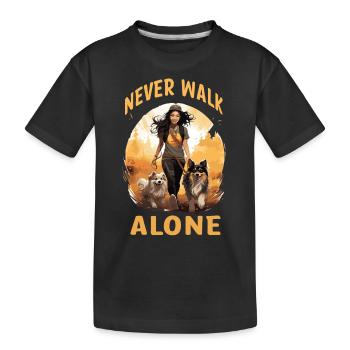Ne marchez jamais seul - Chemise officielle de promenade de chien - T-shirt bio Premium Enfant - noir - Devant