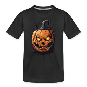 Oktober Mitternacht Grusel Halloween Kürbis - Kinder Premium Bio T-Shirt - Schwarz - Vorne