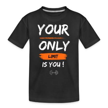 Deine einzige Grenze bist du, die Fitnessmotivation - Kinder Premium Bio T-Shirt - Schwarz - Vorne