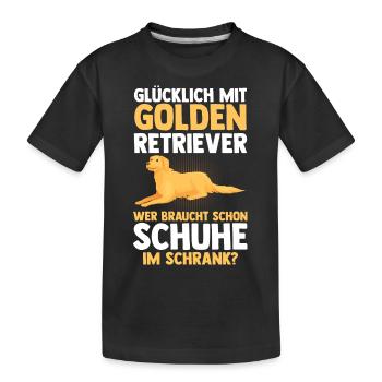 Hund Golden Retriever - Kinder Premium Bio T-Shirt - Schwarz - Vorne