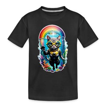 Cat Diving - Kids' Premium Organic T-Shirt - black - Front
