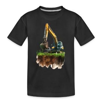 Bagger Baggerfan Baumaschine Baumaschinen - Kinder Premium Bio T-Shirt - Schwarz - Vorne