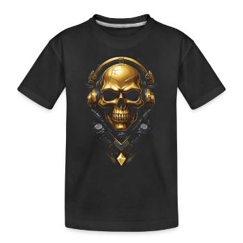 Crâne doré casquette futuriste - T-shirt bio Premium Enfant - noir - Devant