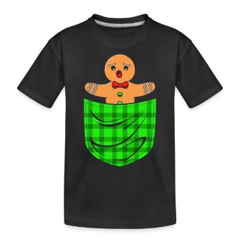 bonhomme en pain d’épice Coeur en pain d’épice Snacking en pain d’épice - T-shirt bio Premium Enfant - noir - Devant