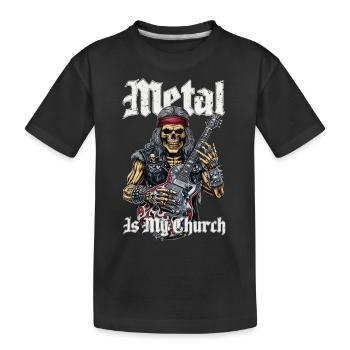 Rocking Metalhead Skeleton with Guitar - Kids' Premium Organic T-Shirt - black - Front