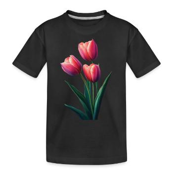 Tulpe - Kinder Premium Bio T-Shirt - Schwarz - Vorne