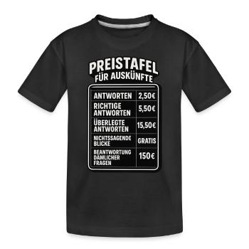 Liste de prix pour l’information bureau dictons patron - T-shirt bio Premium Enfant - noir - Devant