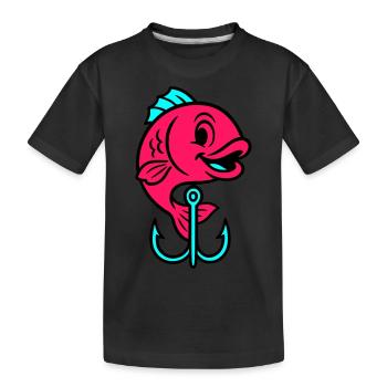 Poisson Hameçon Bande dessinée - T-shirt bio Premium Enfant - noir - Devant